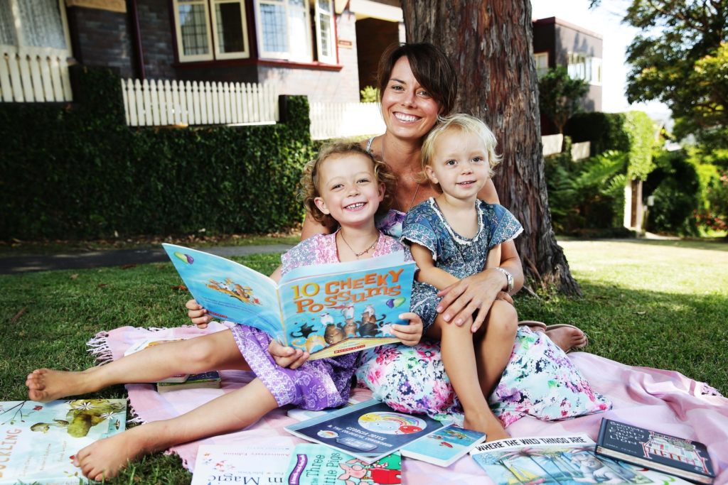 MARCH 03, 2016: Alison Joyce, founder of children's book service 'Nouk', pictured with her daughters Bella and Georgia. (Photo by Braden Fastier / Newsphotos)